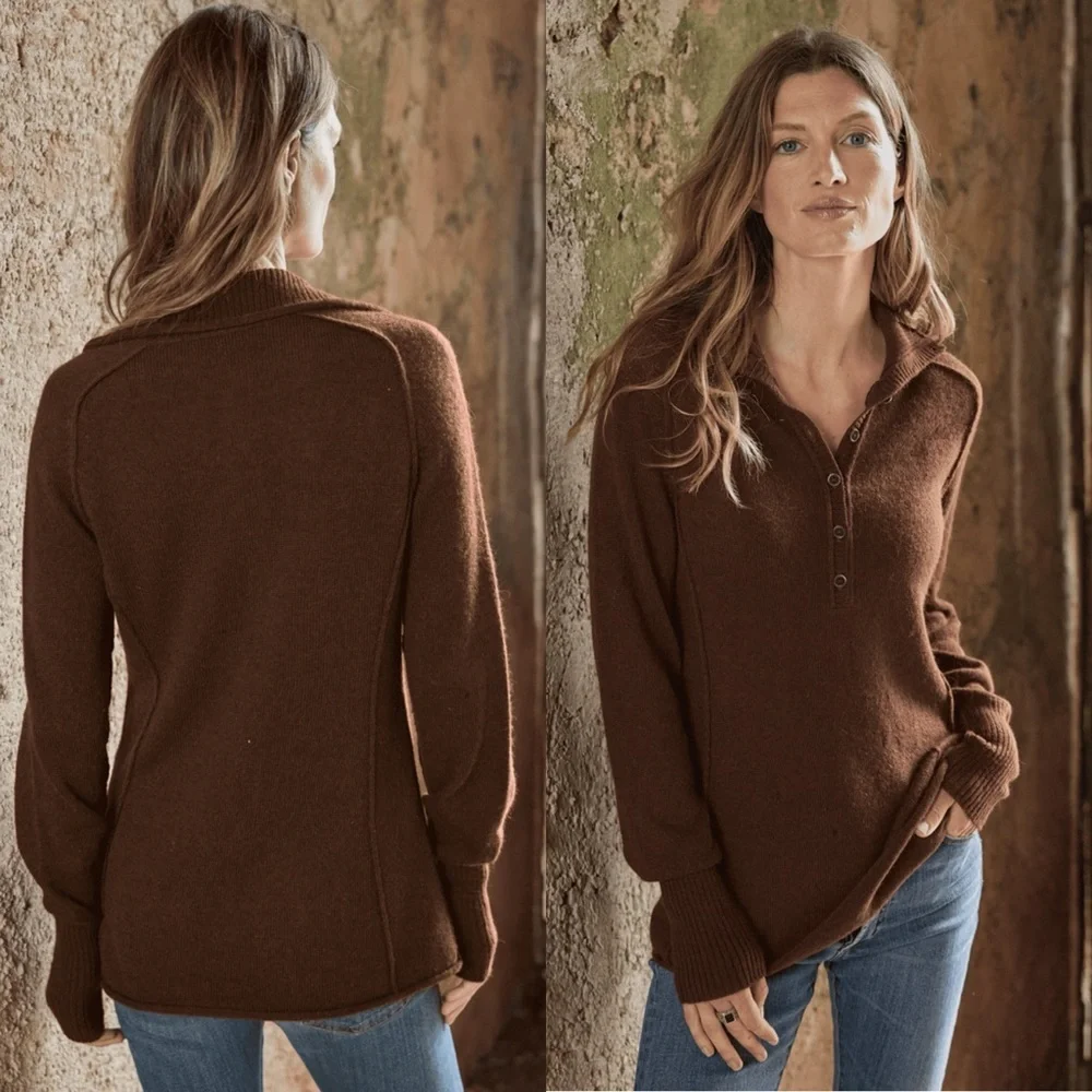 Peruvian Connection Brown Knit 100% Woolen Royal Alpaca Sweater XS